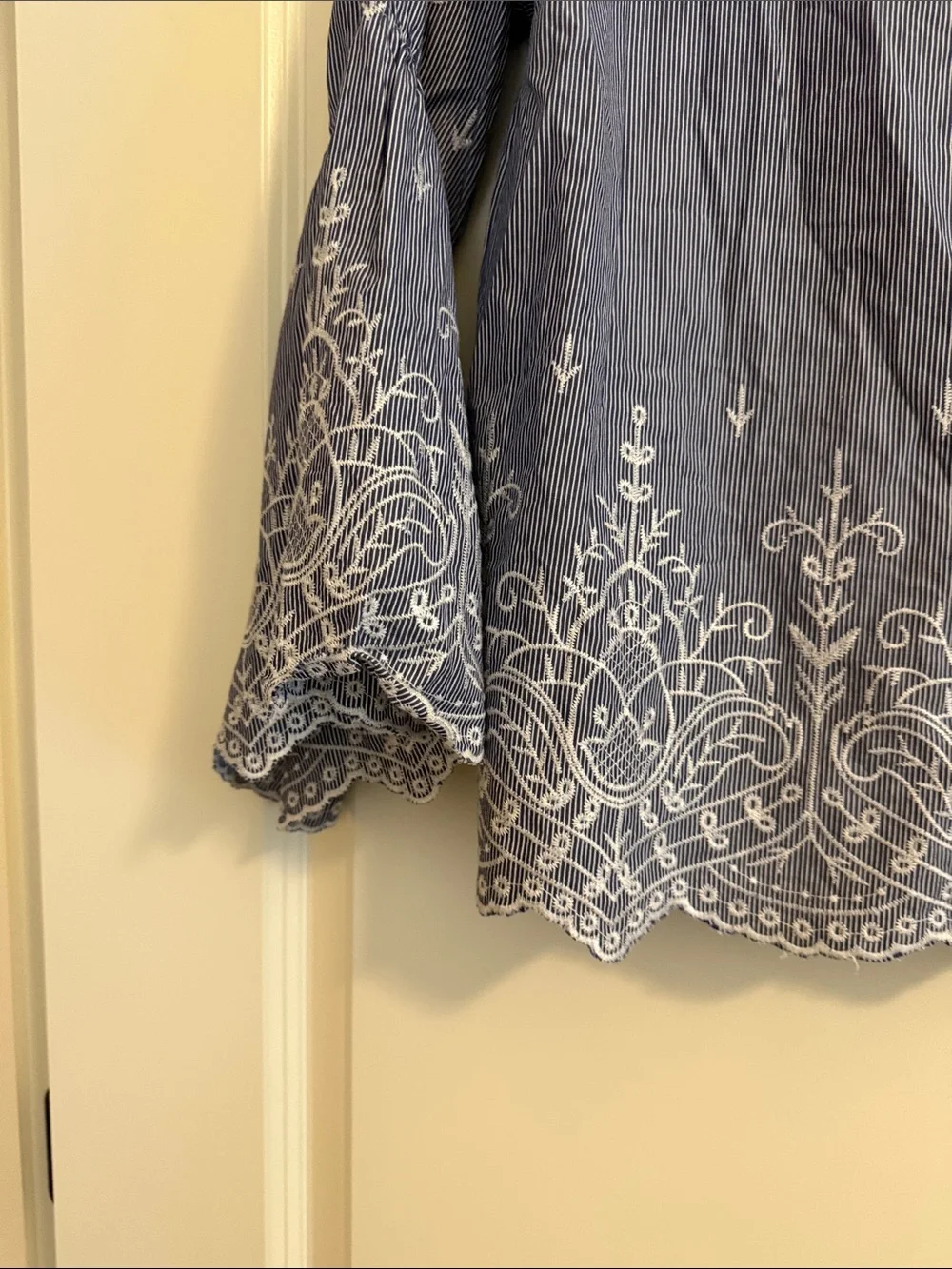 J. Crew Blue Embroidered Peasant Blouse